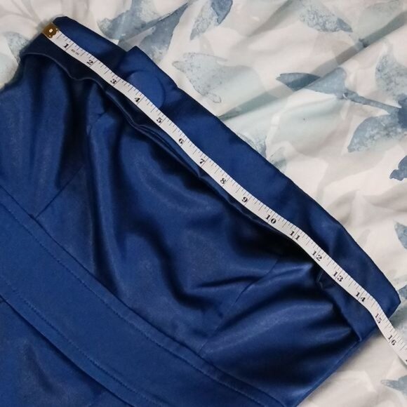 Teeze Me Strapless Mini Dress Front Button Fold Detail Royal Blue Size 9 Junior - Picture 8 of 10